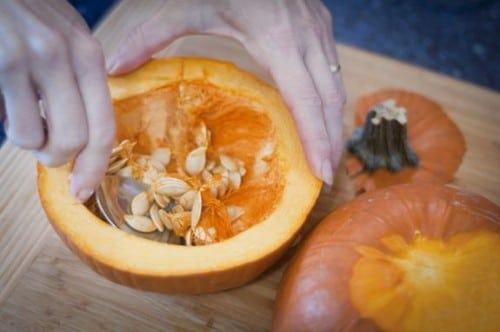 removing pumpkin seeds