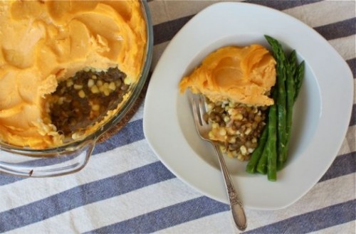 lentil shepherds pie with sweet potato mash