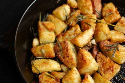 rosemary roasted polenta-crusted potatoes