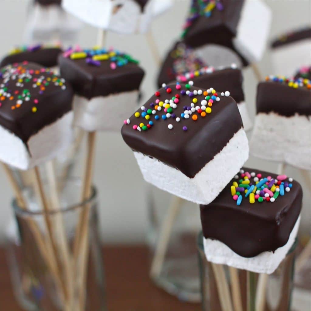 Chocolate-Dipped Vanilla Marshmallows for the Birthday Boy | Simple Bites