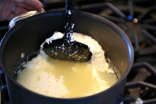 how-to-make-mozzarella-3-ladling-curds