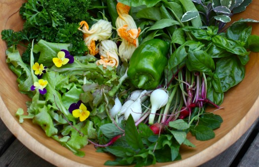 bowl of salad greens