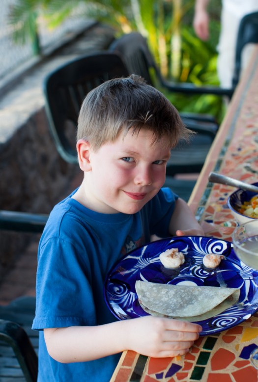 Noah with Mexican taco