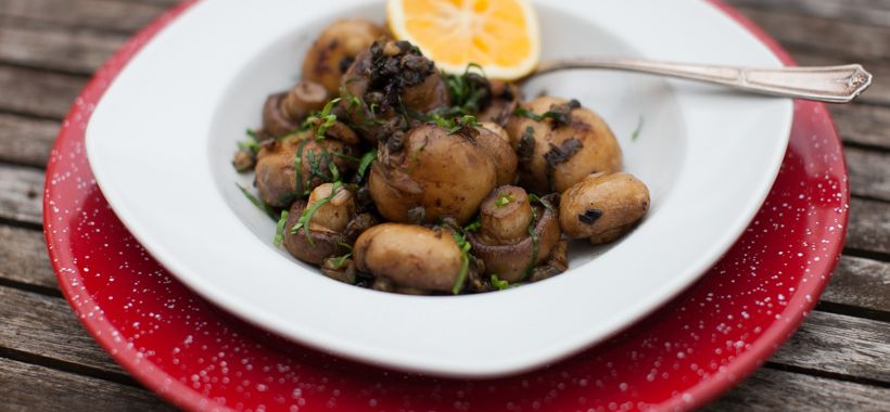 roasted mushrooms with ramps