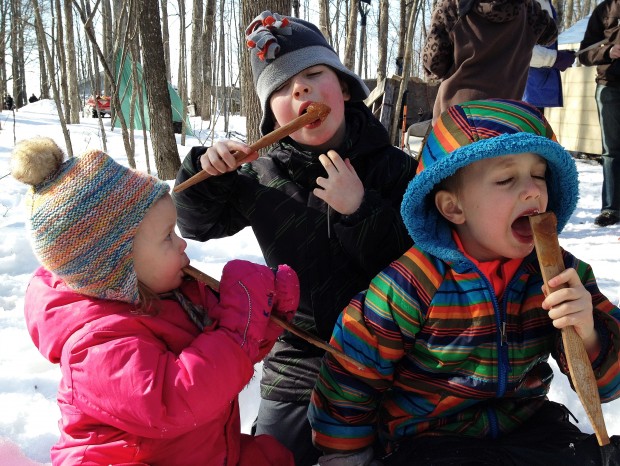 Our kids enjoying maple taffy.
